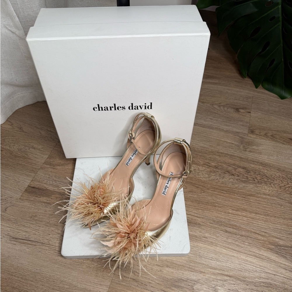 Charles David Violate Feather-Embellished d'Orsay Heels - Size 6.5 - Picture 9 of 9